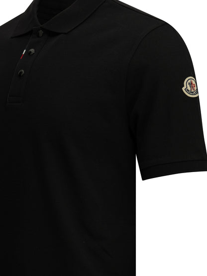 Moncler Button-down polo shirt with logo - Black