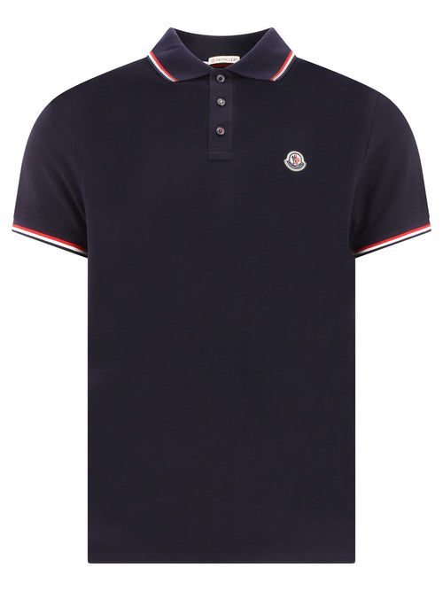Moncler Button-down polo shirt with logo - Blue