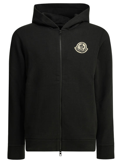 Moncler Zip-up Sweatshirt with Logo - Black