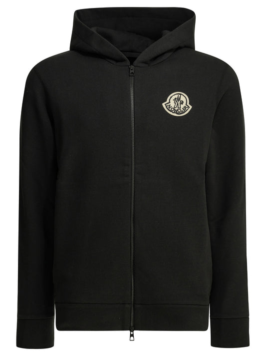 Moncler Zip-up Sweatshirt with Logo - Black