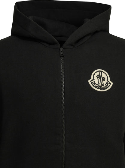 Moncler Zip-up Sweatshirt with Logo - Black
