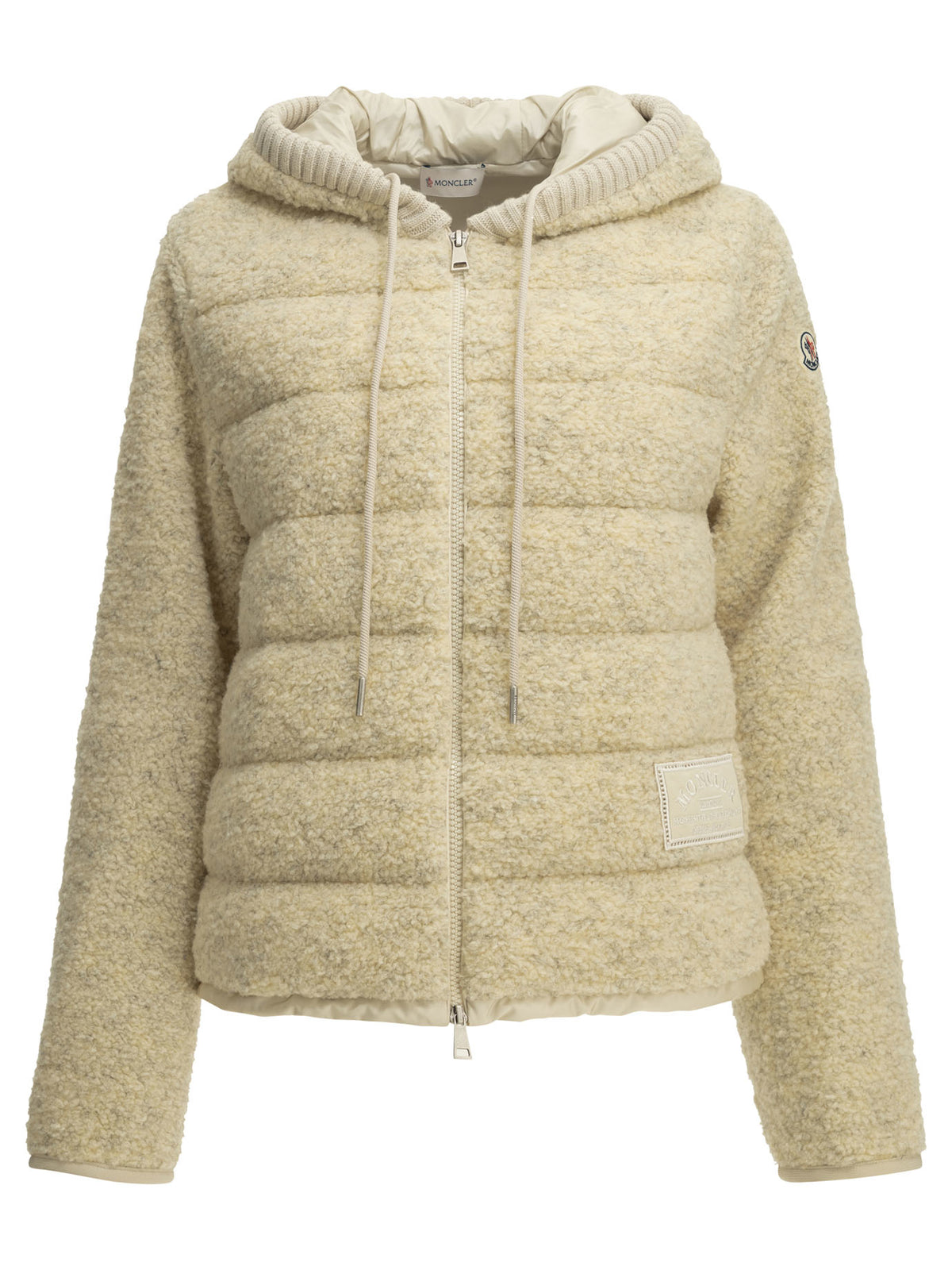 Moncler Teddy-fabric zip-up hoodie - White