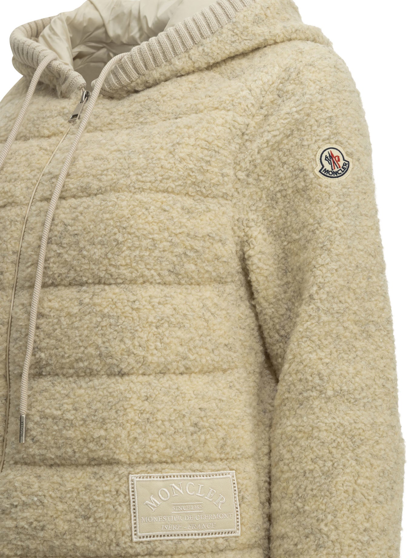 Moncler Teddy-fabric zip-up hoodie - White