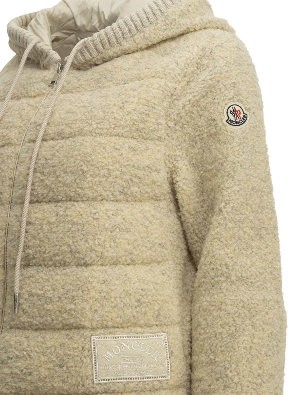 Moncler Teddy-fabric zip-up hoodie - White