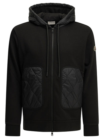 Moncler Quilted Zip-Up Sweatshirt - Black