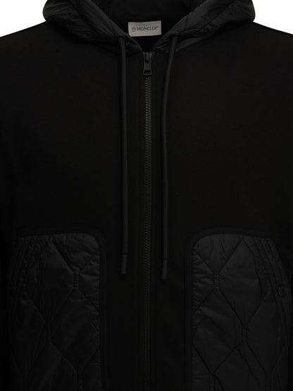Moncler Quilted Zip-Up Sweatshirt - Black