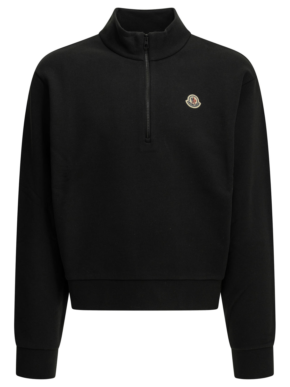 Moncler Half-Zip Sweatshirt with Logo - Black