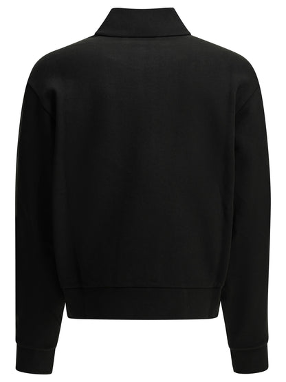 Moncler Half-Zip Sweatshirt with Logo - Black