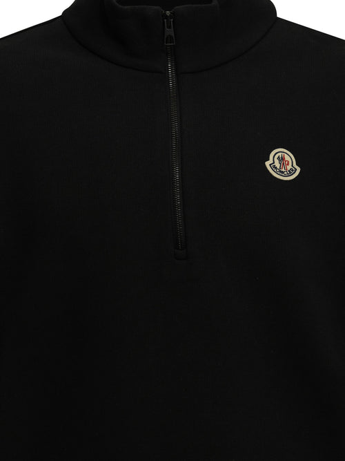 Moncler Half-Zip Sweatshirt with Logo - Black