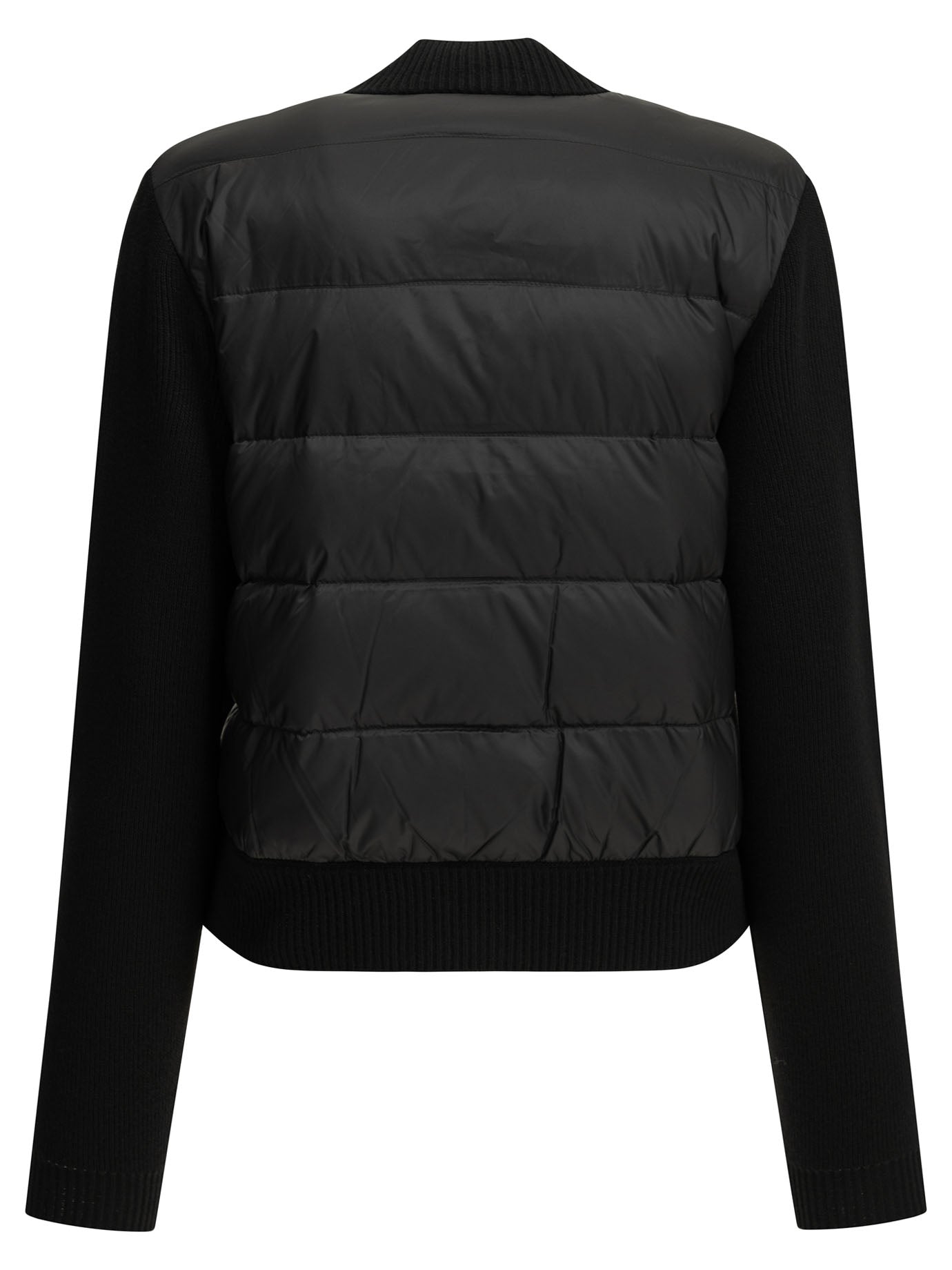 Moncler Wool Cardigan with Logo - Black