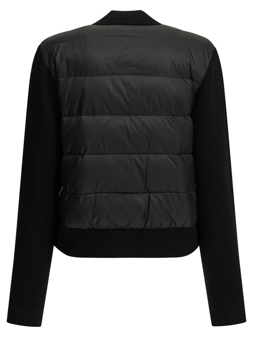 Moncler Wool Cardigan with Logo - Black