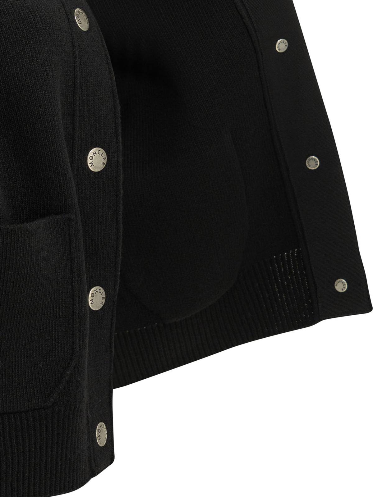 Moncler Wool Cardigan with Logo - Black