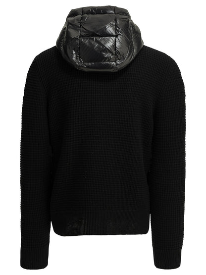 Moncler Padded cardigan made of wool and cashmere - Black