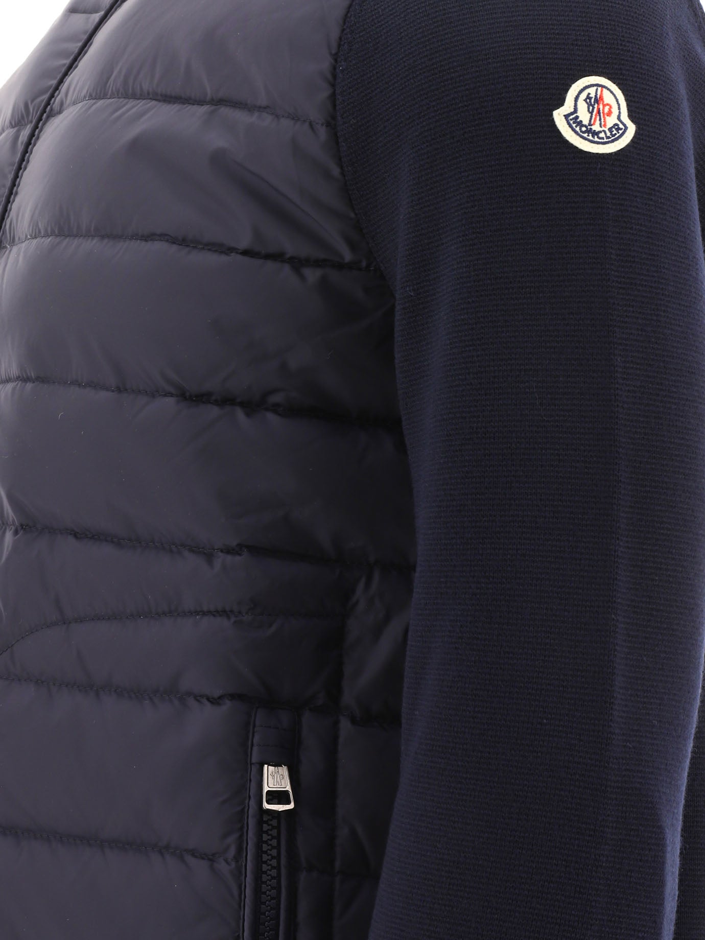 Moncler Padded cardigan made of a wool blend - Blue