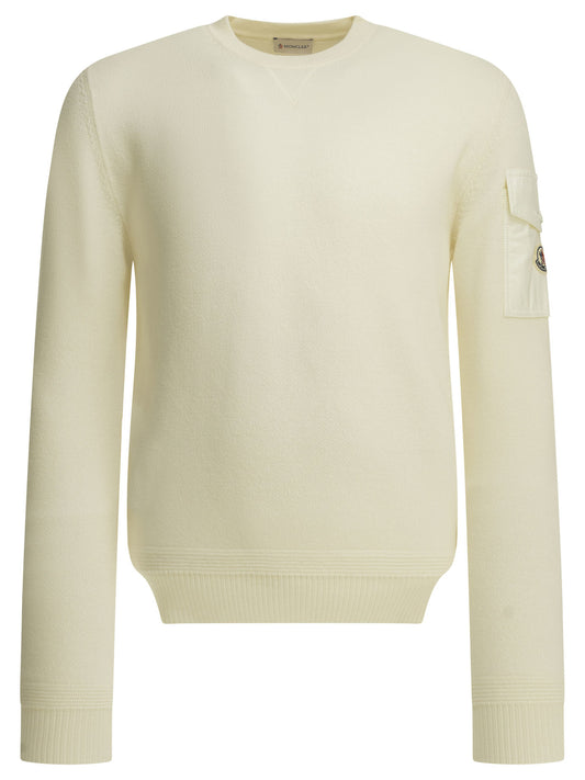 Moncler Crew-neck sweater with logo - White