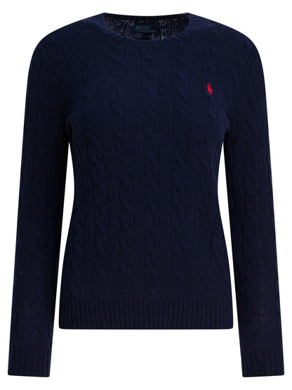 Polo Ralph Lauren Crew-neck sweater with logo made of wool and cashmere - Blue