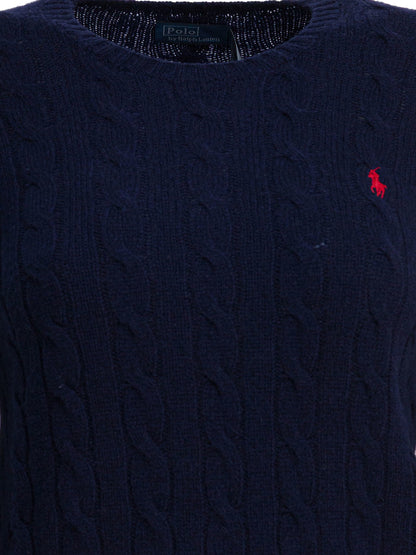 Polo Ralph Lauren Crew-neck sweater with logo made of wool and cashmere - Blue