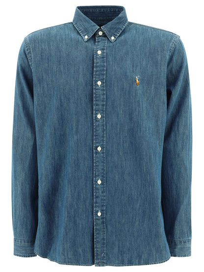 Polo Ralph Lauren Custom-fit casual shirt with logo - Blue
