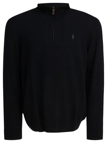 Polo Ralph Lauren Wool Sweater with a Half-Zip - Black