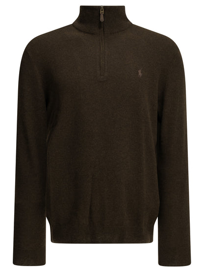 Polo Ralph Lauren Sweater with a half-zip and logo - Brown