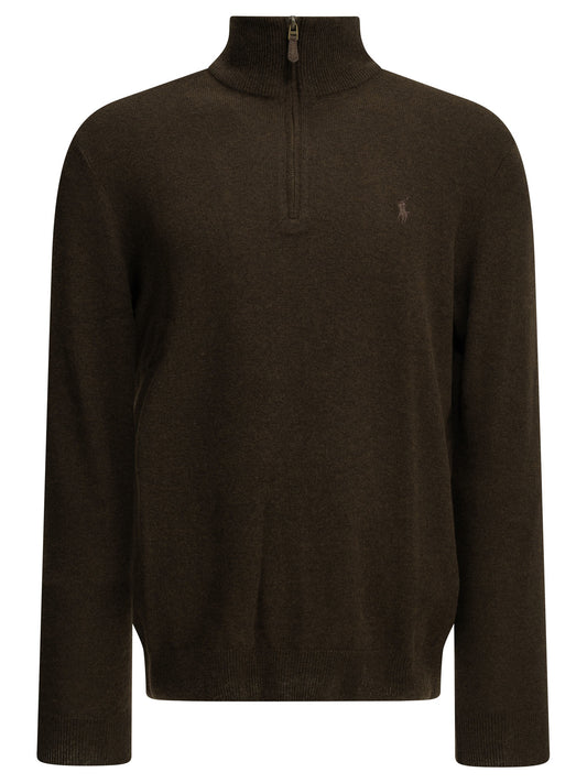 Polo Ralph Lauren Sweater with a half-zip and logo - Brown