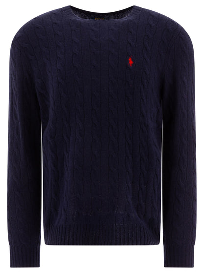 Polo Ralph Lauren Wool and cashmere crewneck sweater with logo - Blue