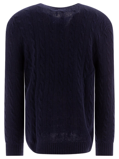 Polo Ralph Lauren Wool and cashmere crewneck sweater with logo - Blue