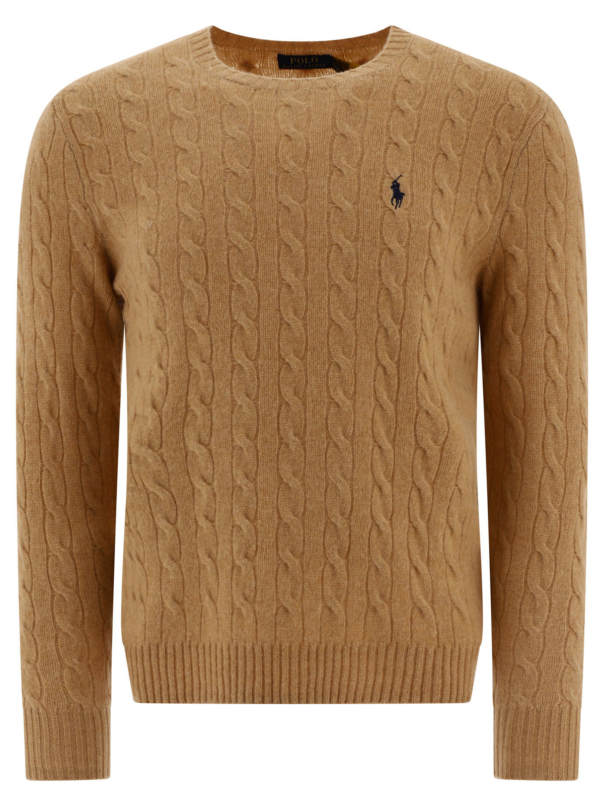 Polo Ralph Lauren Wool and cashmere crewneck sweater with logo - Brown