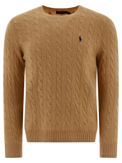Polo Ralph Lauren Wool and cashmere crewneck sweater with logo - Brown