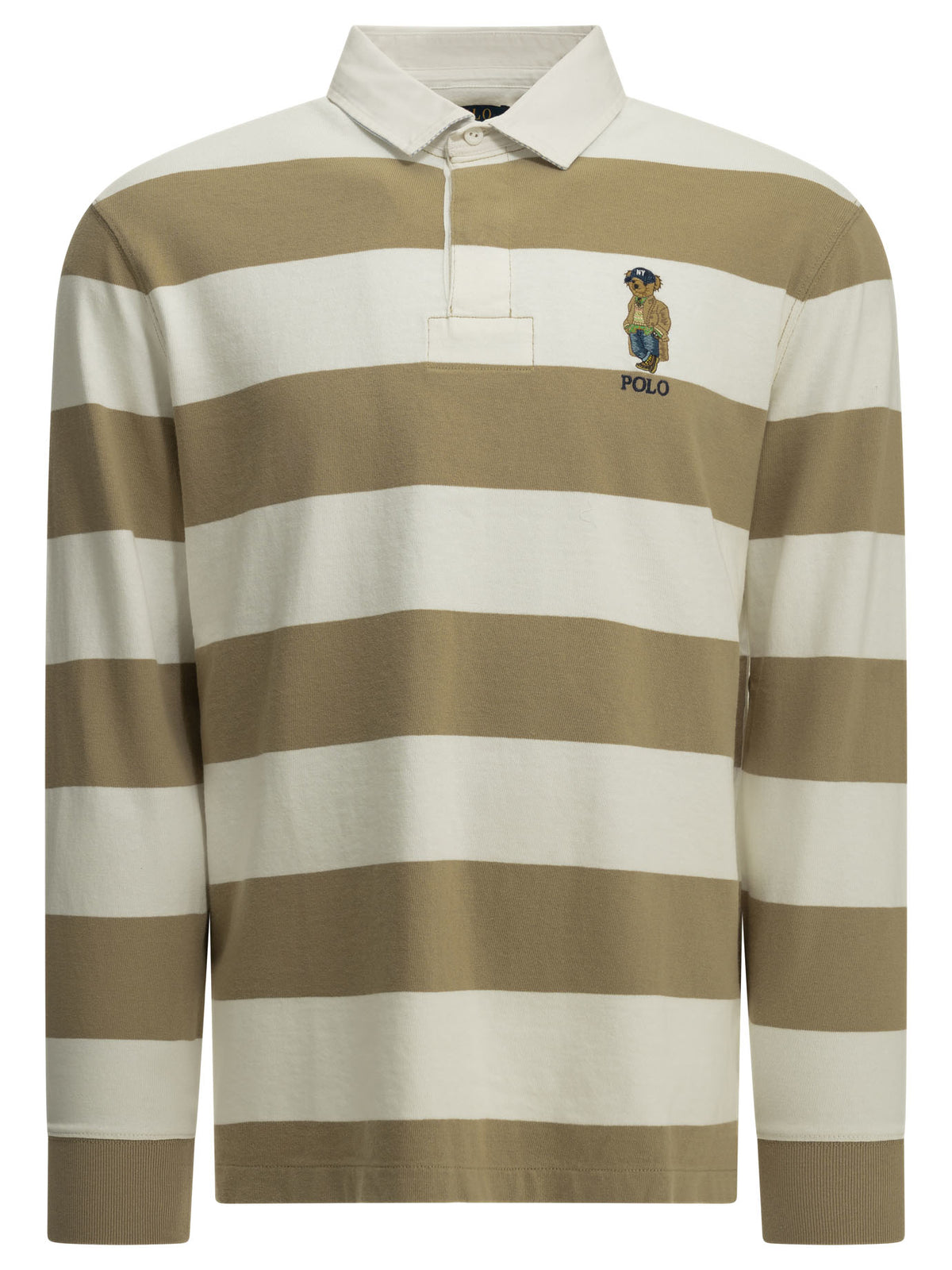 Polo Ralph Lauren "Polo Bear" Button-Down Polo Shirt - Beige