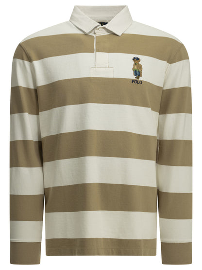 Polo Ralph Lauren "Polo Bear" Button-Down Polo Shirt - Beige