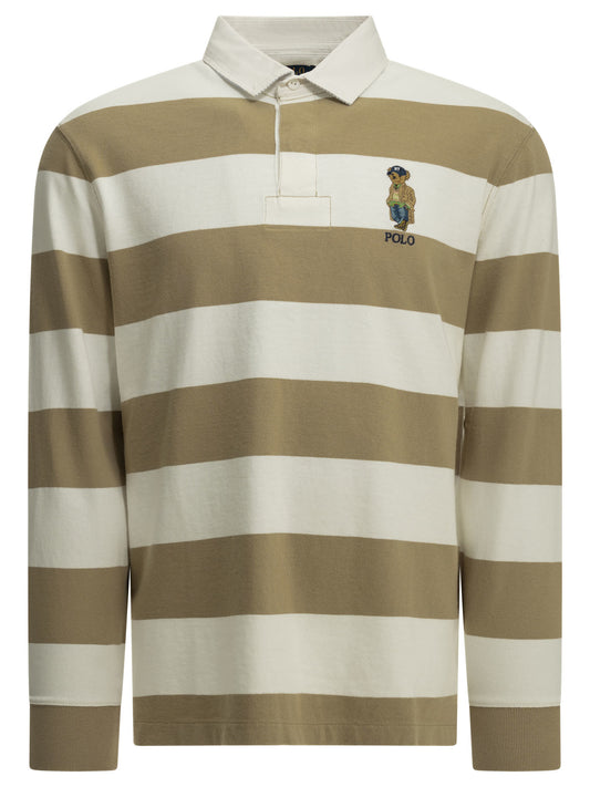 Polo Ralph Lauren "Polo Bear" Button-Down Polo Shirt - Beige