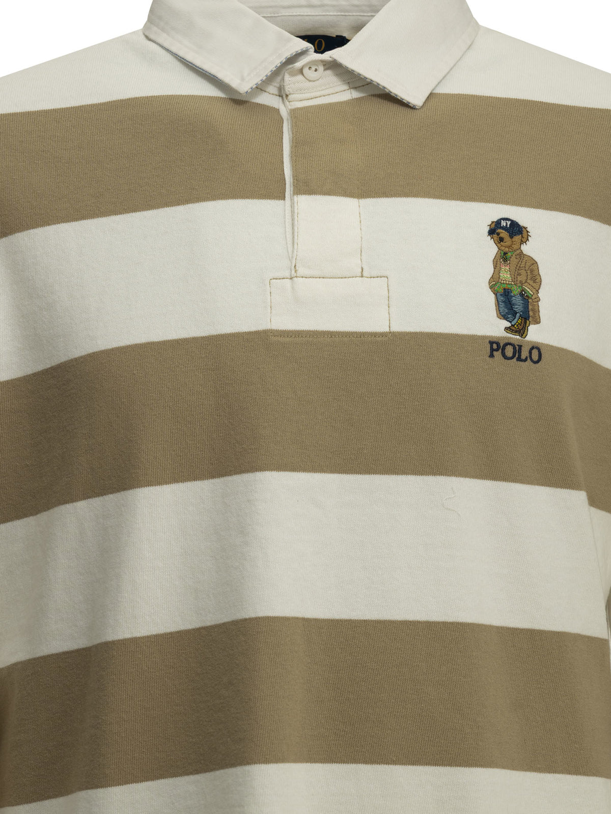 Polo Ralph Lauren "Polo Bear" Button-Down Polo Shirt - Beige