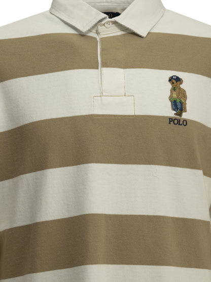 Polo Ralph Lauren "Polo Bear" Button-Down Polo Shirt - Beige