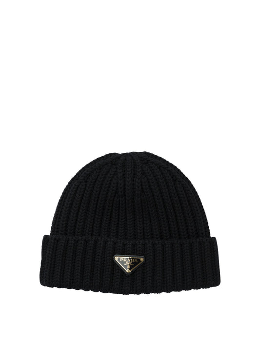 Prada Wool beanie with logo - Black