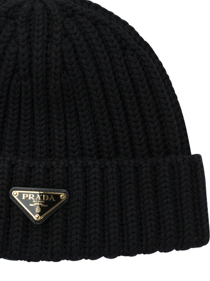 Prada Wool beanie with logo - Black