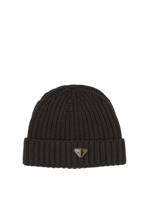 Prada Wool beanie with logo - Brown