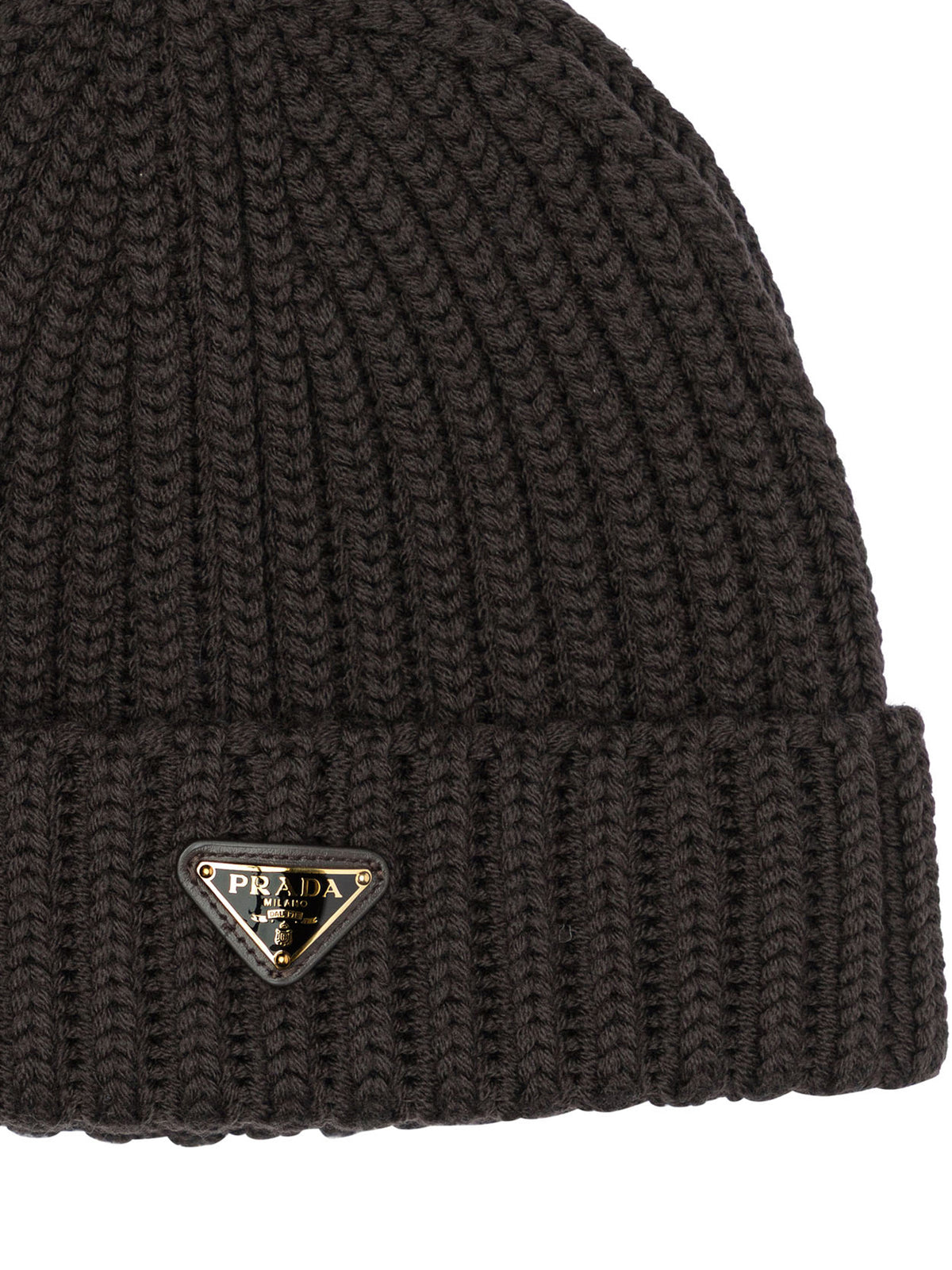 Prada Wool beanie with logo - Brown