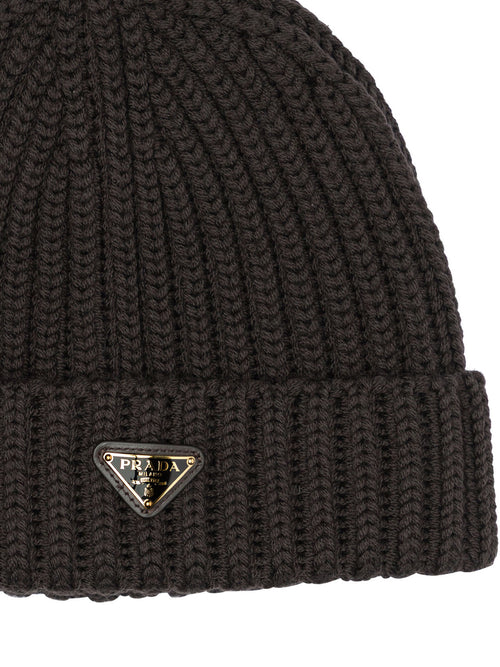 Prada Wool beanie with logo - Brown