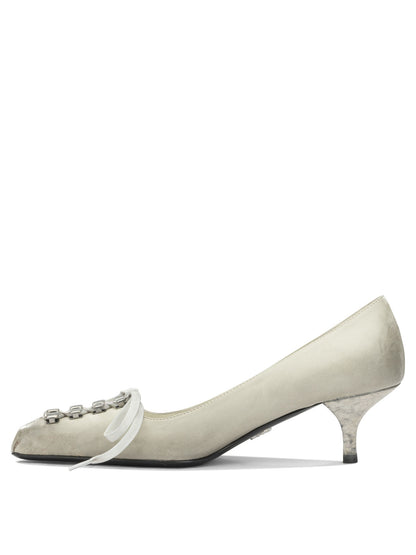 Prada Antique-Finish Leather Pumps - White