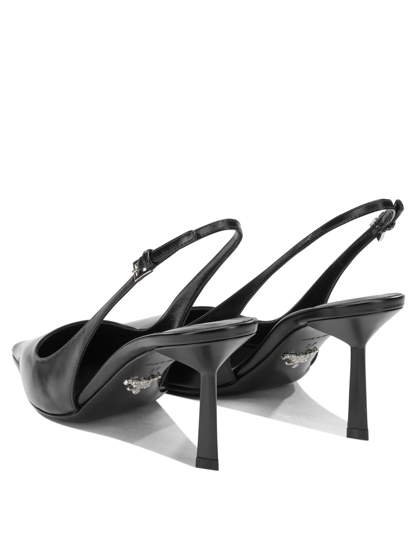 Prada 50MM Leather Slingbacks - Black