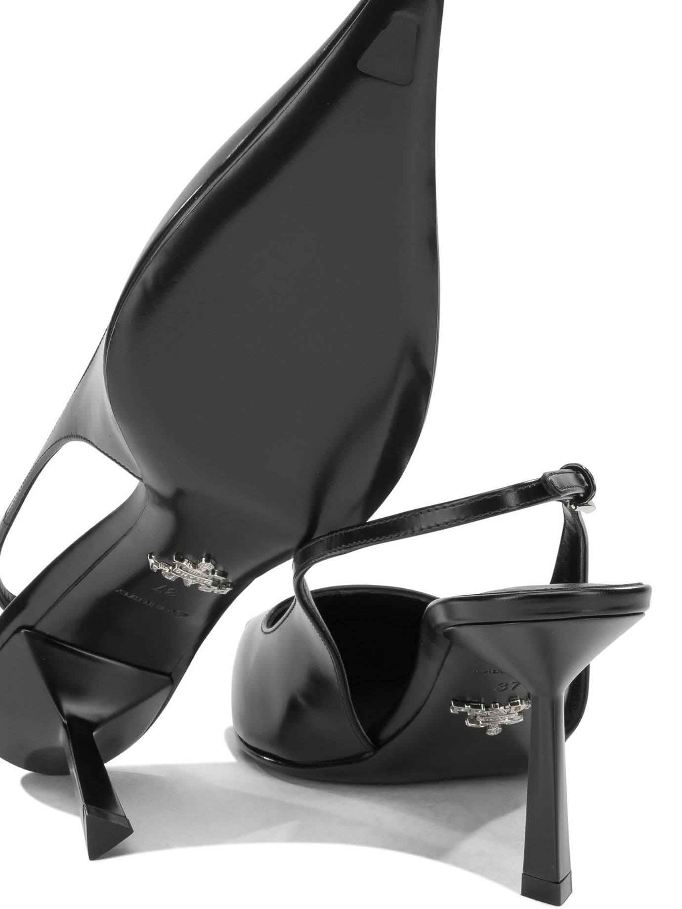 Prada 50MM Leather Slingbacks - Black