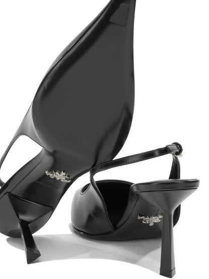 Prada 50MM Leather Slingbacks - Black