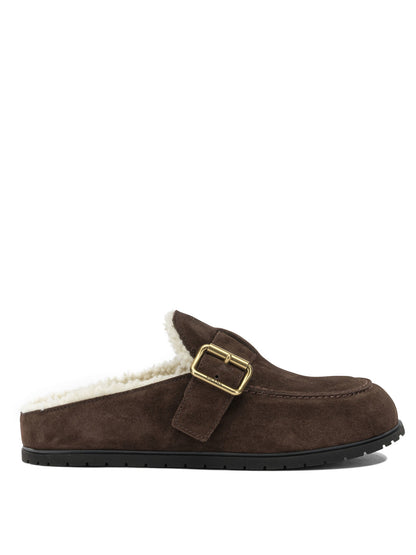 Prada Suede and shearling mules - Brown