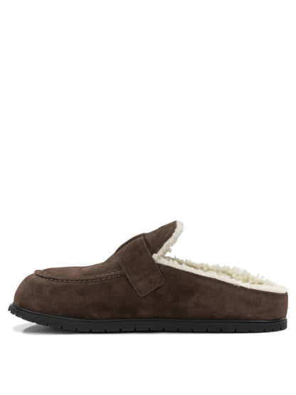 Prada Suede and shearling mules - Brown