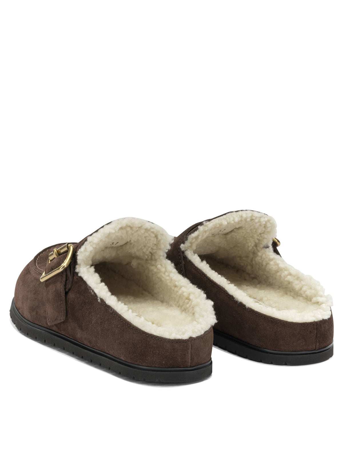 Prada Suede and shearling mules - Brown