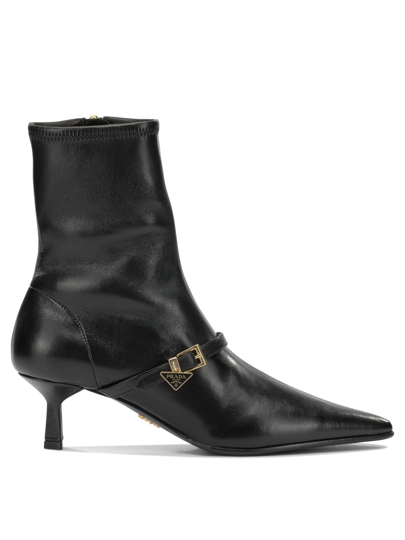 Prada Stretch leather ankle boots with zipper - Black