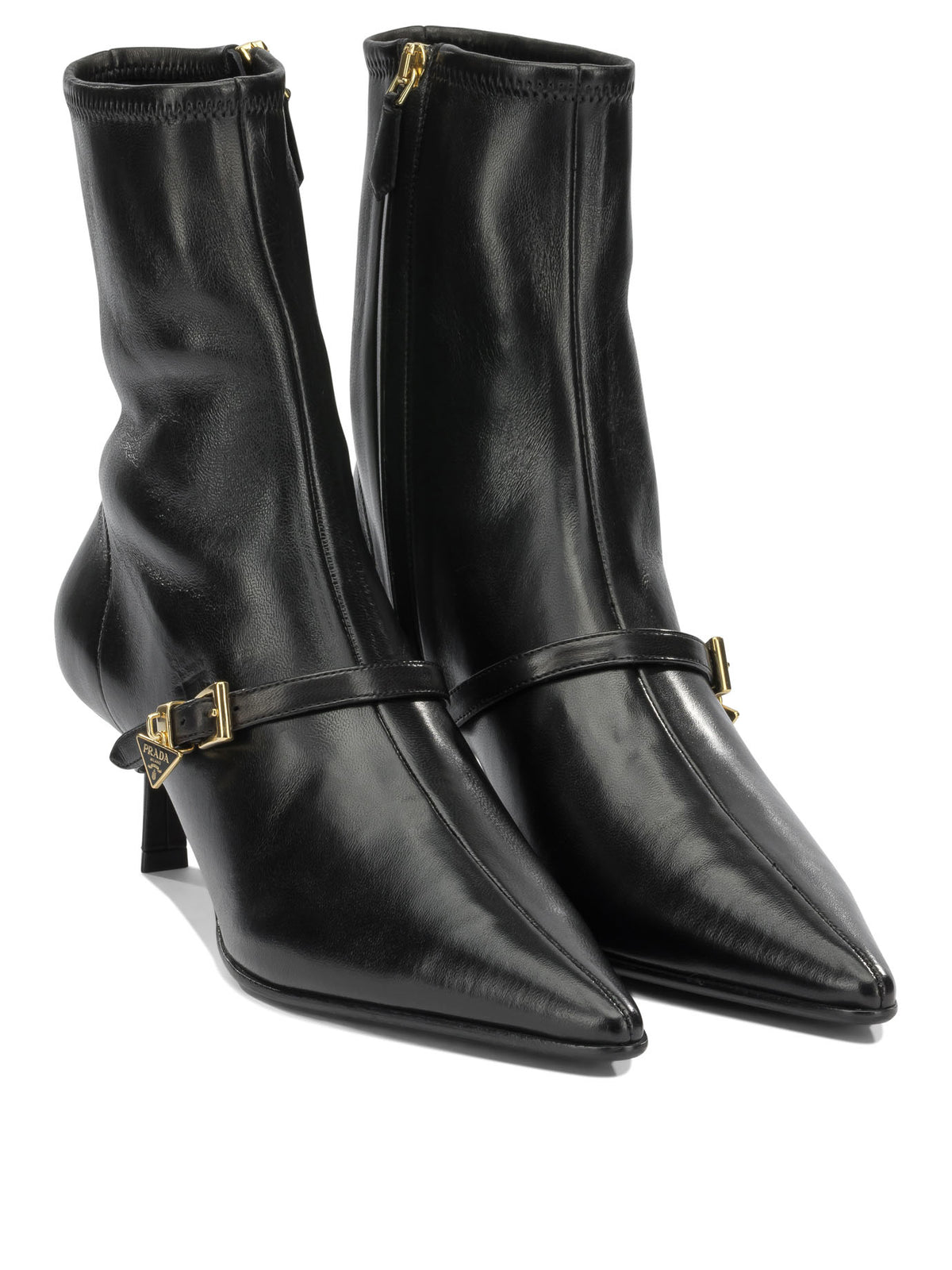 Prada Stretch leather ankle boots with zipper - Black