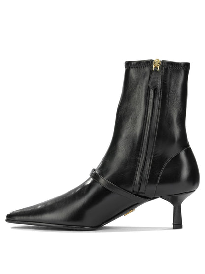 Prada Stretch leather ankle boots with zipper - Black