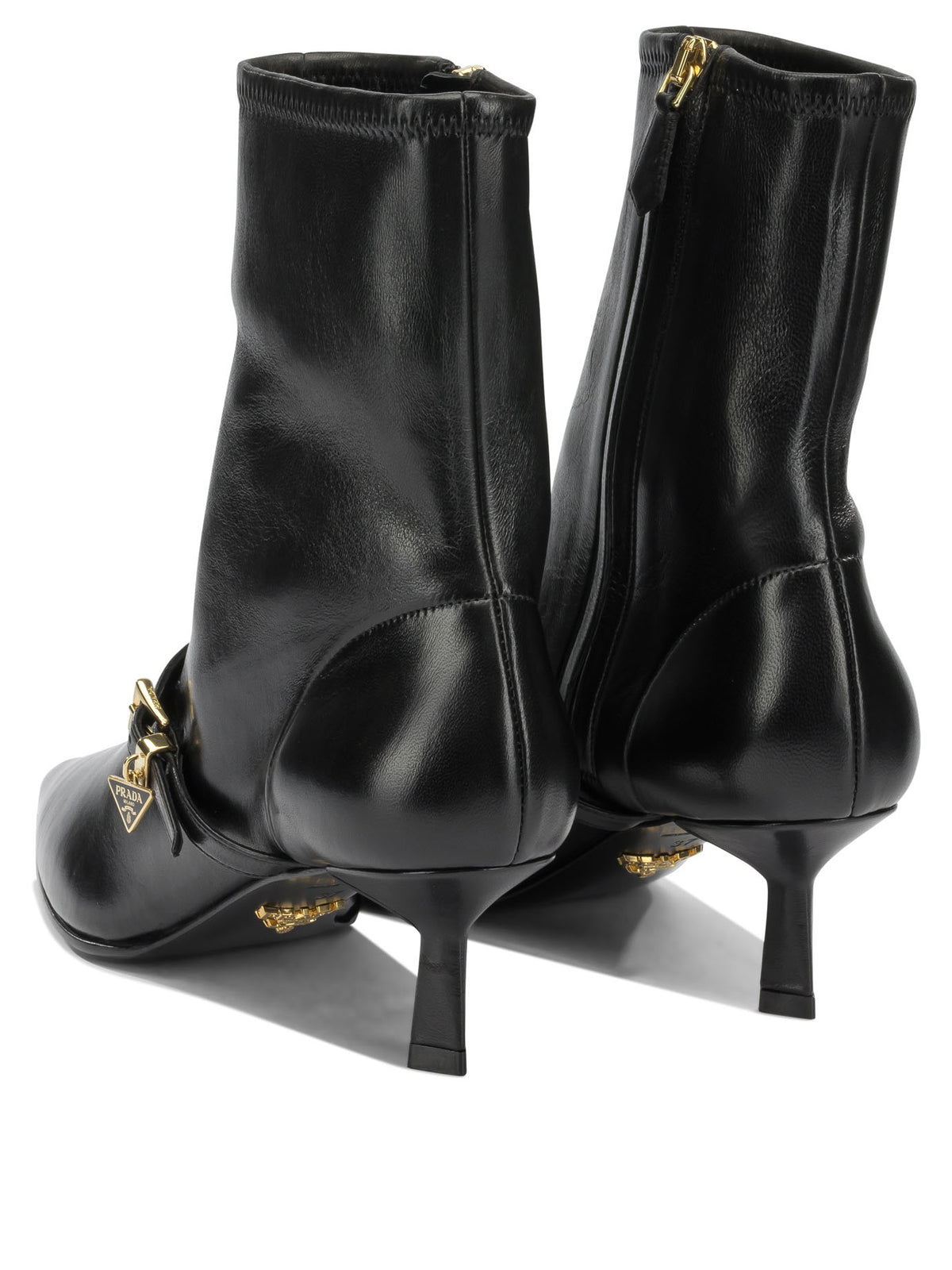 Prada Stretch leather ankle boots with zipper - Black